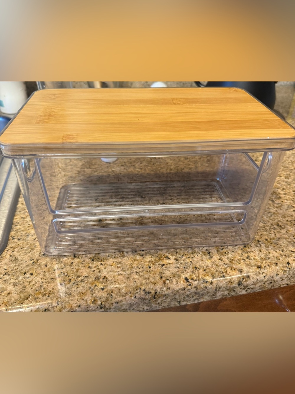 Clear acrylic Plastic Storage container Bin with Bamboo Lid